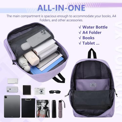 VX VONXURY Kids Backpack for School Travel,16.7 Inch Lightweight Bookbag - color: Light Purple