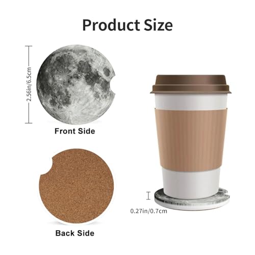 Moon 2 Pack Car Cup Holder Coasters Ceramic Drink Coasters - color: Brown
