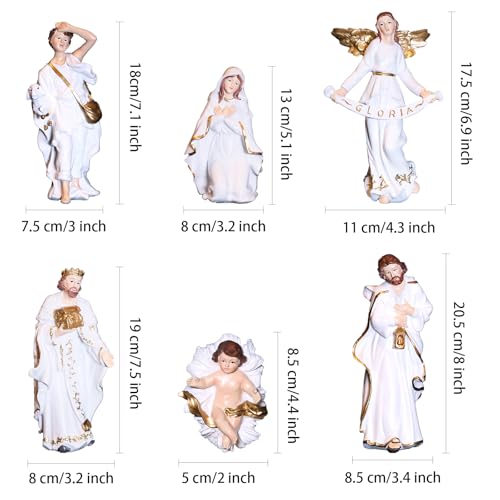 Nativity Set Christmas 12 Pieces Scene White Indoor Catholic Manger Set - color: White, size: 8 inches