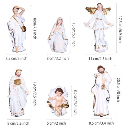 Nativity Set Christmas 12 Pieces Scene White Indoor Catholic Manger Set - color: White, size: 8 inches