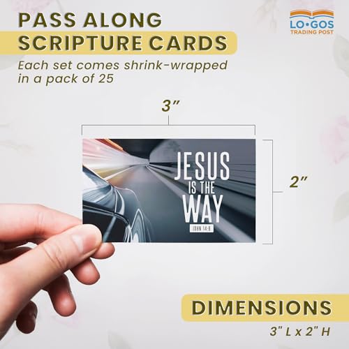 Pass It On Scripture Cards, Car, Jesus is the Way, John 14:6, Pack of 25 — Inspirational Bible Verse Wallet Cards, Devotional, Bible Study — Memorization, Small Christian Greetings for Encouragement - color: Jesus is the Way