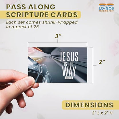 Pass It On Scripture Cards, Car, Jesus is the Way, John 14:6, Pack of 25 — Inspirational Bible Verse Wallet Cards, Devotional, Bible Study — Memorization, Small Christian Greetings for Encouragement - color: Jesus is the Way