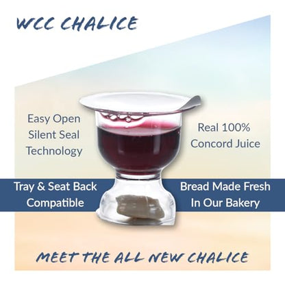 Chalice Prefilled Communion Cups 600 Count | Concord Grape Juice & Bread | Traditional, Easy-Open, Tray & Seatback Compatible - size: 600 - Box