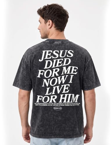 Christian Jesus Shirts for Women Men Faith Religious Oversized Graphic Tees Acid Washed Cotton Cross Bible Verse T-Shirt - size: Small