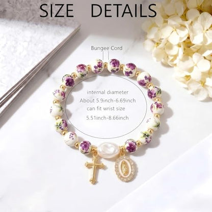 Holy Water Bracelet for Women,Religious Christian FaithJewelry - color: (purple3)