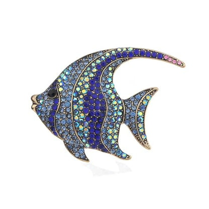 Brooch Pins For Women Fashion Elegant Brooches Lapel Badges Coat Sweater Scarves Shawl Dress Accessory Wedding Party Prom Jewelry - color: Blue - Fish Brooch