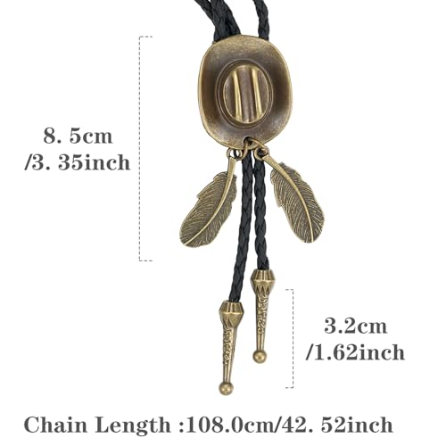 Western Cowboy Bolo tie for Men Women Gold Silver Death Skull Moth Cross Bolo Tie Christmas Deer Rooster Wolf Necktie Gift - color: 12# Cowboy Hat1