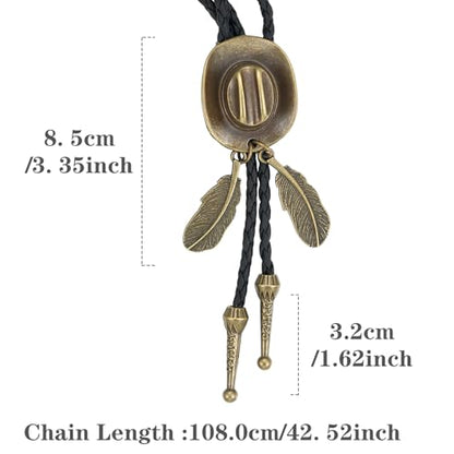 Western Cowboy Bolo tie for Men Women Gold Silver Death Skull Moth Cross Bolo Tie Christmas Deer Rooster Wolf Necktie Gift - color: 12# Cowboy Hat1