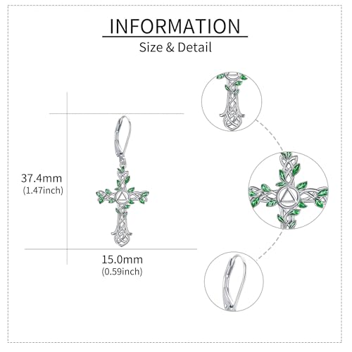 Cross Earrings 925 Sterling Silver Dangle Earring Gifts for Women - style: AA cross