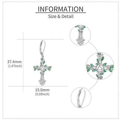 Cross Earrings 925 Sterling Silver Dangle Earring Gifts for Women - style: AA cross