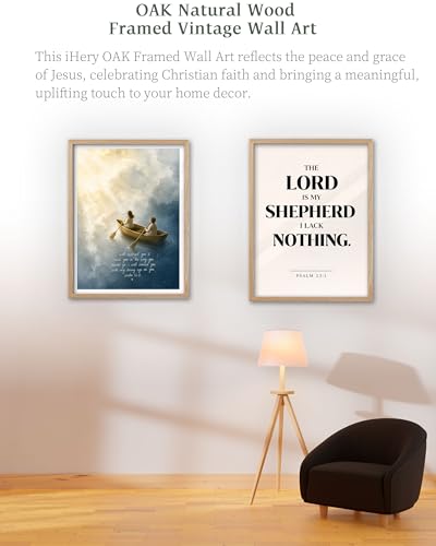 iHery 16x20in Psalm 32:8 Children on a Boat Framed Christian Wall Art - color: Beige Framed Boat, size: 20"L x 16"W