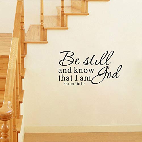 Be Still and Know That I am God Psalm 46:10 Wall Decal, Bible Scripture Vinyl Stickers, Removable Religious Art DIY Inspirational Quotes Sticker Mural for Bedroom Living Room Office Home Decoration