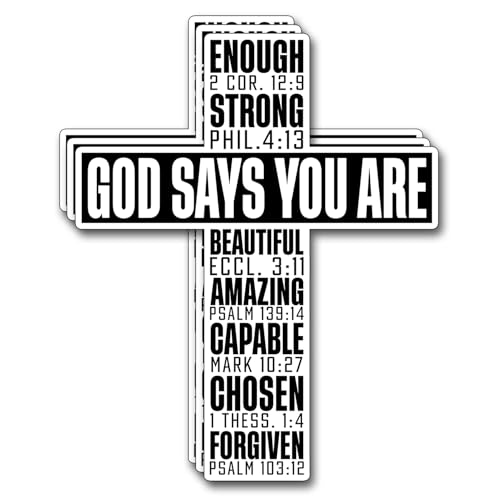 (3Pcs) God Says You are Sticker Christian Inspirational Decals Decorate Books Laptop Phone Water Bottles Kindles Tumbler Waterproof Vinyl Stickers 2,6 x 3 Inch - color: God Says You Are