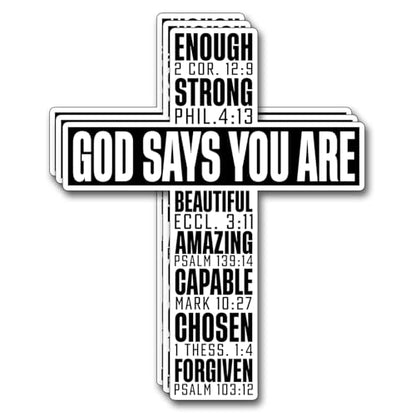 (3Pcs) God Says You are Sticker Christian Inspirational Decals Decorate Books Laptop Phone Water Bottles Kindles Tumbler Waterproof Vinyl Stickers 2,6 x 3 Inch - color: God Says You Are