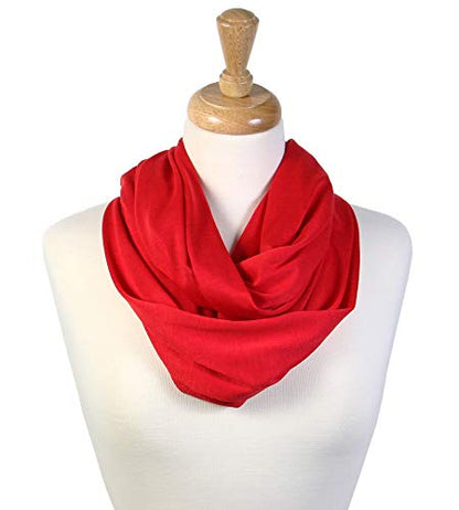 Super Soft Cotton Blend Lightweight Solid Color Multi Loop Infinity Scarves - color: Red