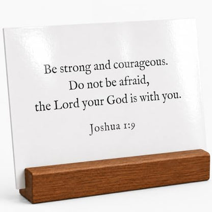 Bible Verse Cards with Wood Stand, 48 Prayer Cards for Daily Display - color: Minimalist