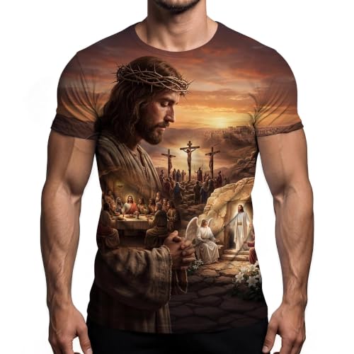 Funny Novelty Party Shirt Graphic 3D T-Shirt Short Sleeve Crewneck Shirts for Men S-4XL - color: God-01, size: 3X-Large