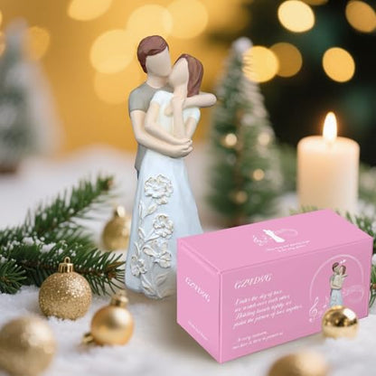Anniversary Wedding Engagement Gift, White Hug Statue for Couple - color: White-hug