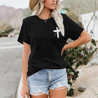 Christian Shirts for Women Psalms 91 Jesus Shirt Religious Faith God Tshirt Bible Verse Inspirational Tees Tops - color: Black, size: Small