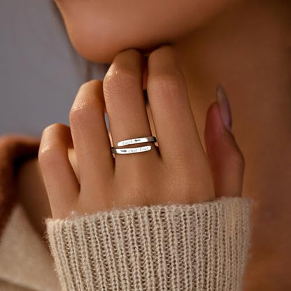 LOVECOM 925 Sterling Silver Faith Over Fear Cross Rings for Women Mother - color: Silver