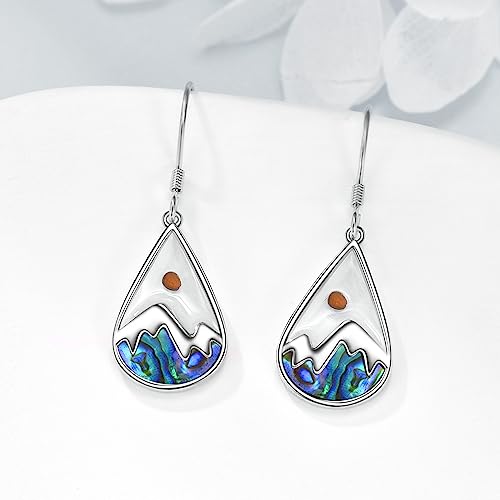 AOBOCO Mustard Seed Earrings for Women Sterling Silver Mountain Cross Earrings Dangle Christian Religion Jewelry Mothers Day Birthday for Mom Wife Friends - style: Teardrop Mountain Earrings