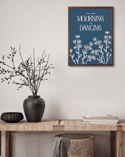 EcoHest 12x16 in Psalm 30:11 Mourning to Dancing Floral Christian Wall Art - color: Walnut Framed Dancing, size: 16"L x 12"W