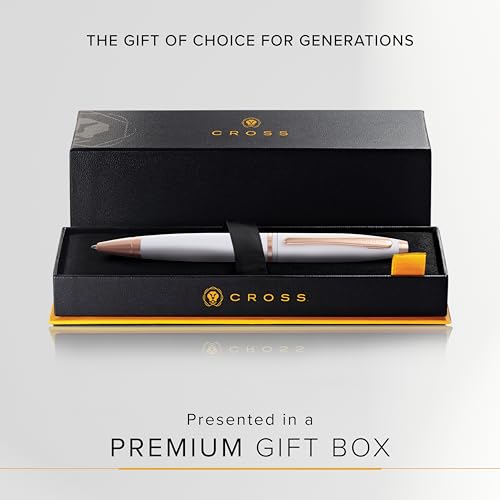 Cross Calais Ballpoint Pen, Pearlescent White & Rose Gold, Black Ink