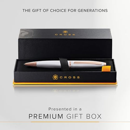 Cross Calais Ballpoint Pen, Pearlescent White & Rose Gold, Black Ink
