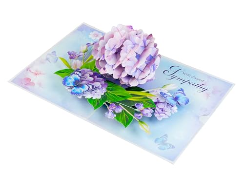 Hydrangea Pop Up Sympathy Cards with Envelopes, Sorry for Your Loss Card, Religious Pop Up Sympathy for Loss of Loved one, Mother, Father, Husband (Hydrangea) - color: Hydrangea