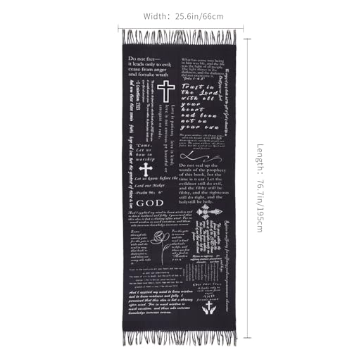 Prayer Shawl Christian Wrap Scarf For Women Prayer Scarves for Christian Scarf Gift - color: Black New