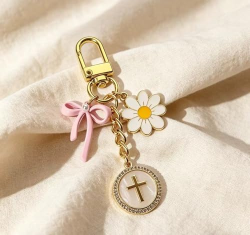 Christian Bag Charm Cross Keychain Purse Charms for Handbags Tote Bags