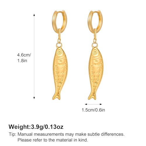 MUYAN Gold Fish Hoops Dangle Earrings for Women Beach Jewelry - style: Hoop A