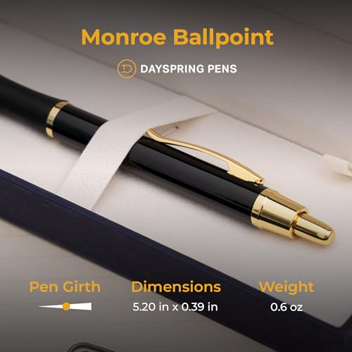 Dayspring Pens Monroe Ballpoint Pen in Black with 18K Gold Accents - color: Black, style: Non Customized