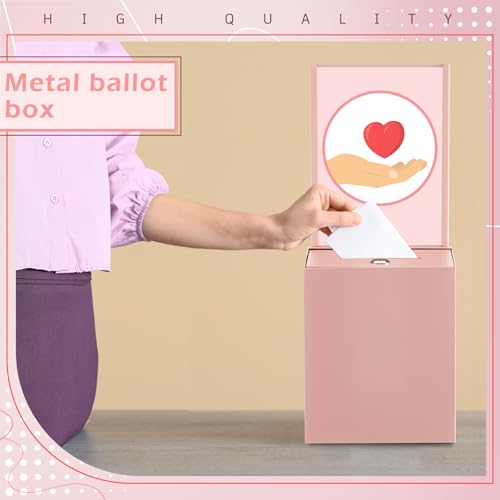 Metal Donation Box for Fundraising,Basic,Pink - color: Pink