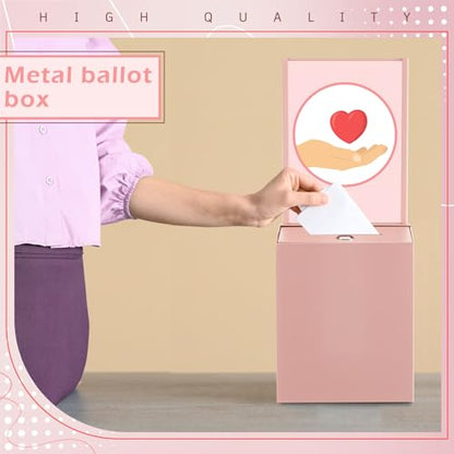 Metal Donation Box for Fundraising,Basic,Pink - color: Pink