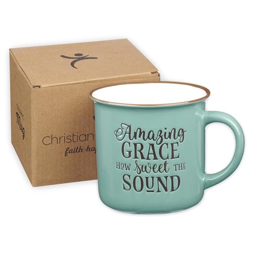 Christian Art Gifts Mint Green Camp Style Amazing Grace Ceramic Coffee Mug - style: Amazing Grace