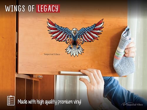 American Eagle Emblem Sticker - Pack of 2 - Waterproof Vinyl Decal for Car, Truck, Van, Laptop and Water Cooler, Indoor and Outdoor Use, Durable Adhesive Sticker - Imp 115