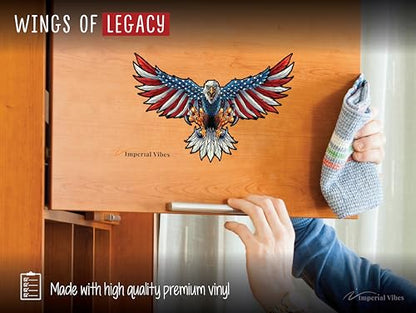 American Eagle Emblem Sticker - Pack of 2 - Waterproof Vinyl Decal for Car, Truck, Van, Laptop and Water Cooler, Indoor and Outdoor Use, Durable Adhesive Sticker - Imp 115