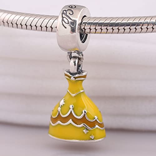 Sport Religious Charm 925 Sterling Silver Pendant,Jewelry Beads Gifts for Women Bracelet&Necklace - color: Yellow Princess Dress
