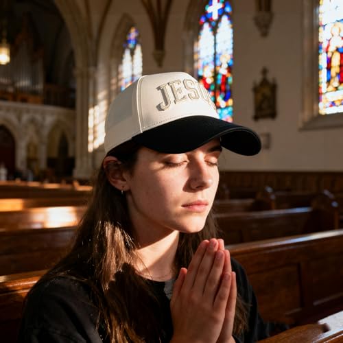 Christian Jesus Hats, Adjustable Denim Cotton Faith Blessed Baseball Cap for Men Women