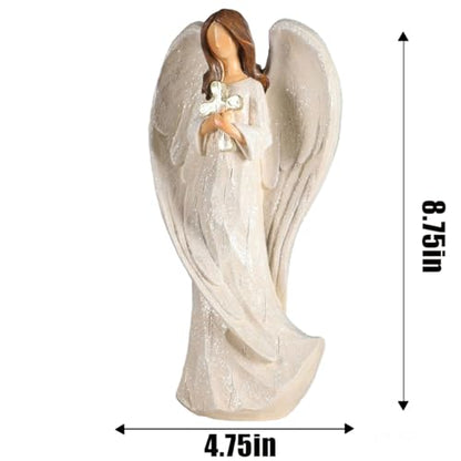 Hodao Cross Angel Figurine Hand-Painted Resin All-Season Gift - style: Holding a cross