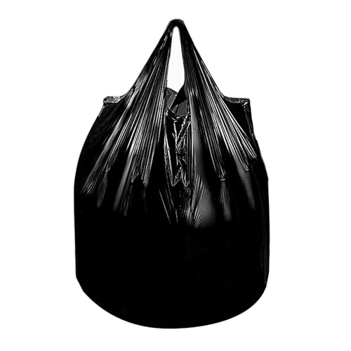 Waikas 4 Gallon Trash Bag with Handles, Pack of 80, Unscented Garbage Bags, Size 45 * 55cm, 4.15g/pcs, 1Mil Thickness, Unscented, Black - color: Black, size: 1 Count (Pack of 80)