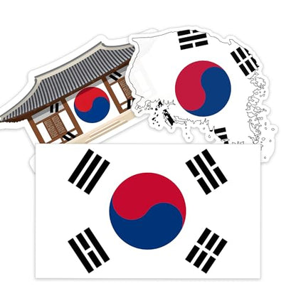 [3pcs] Korea Flag Sticker Pack Vinyl Waterproof Decal, South Korea Stickers - color: Korea Flag Sticker