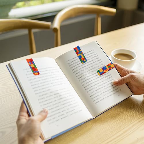 48 Pcs Magnetic Bookmark, Building Block Magnetic Bookmark Magnetic Page Markers Clips for Kids Students Teachers Reading Book Lovers Supplies Party Favors (3 Styles) - style: Building Block