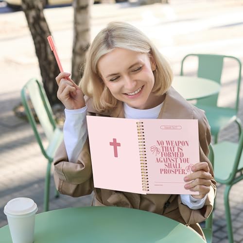Preppy Christian Journaling Notebook, Isaiah 54:17 Bible Notebooks for Note Taking, Scripture Journals for Writing, Prayer Journal for Woman, Coquette Religious Spiral Notebook 5.5x8.3 Inch - color: 54:17