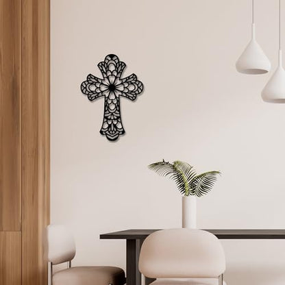 Rajukit Geometry Christian Metal Cross Wall Art for Home - color: Geometry