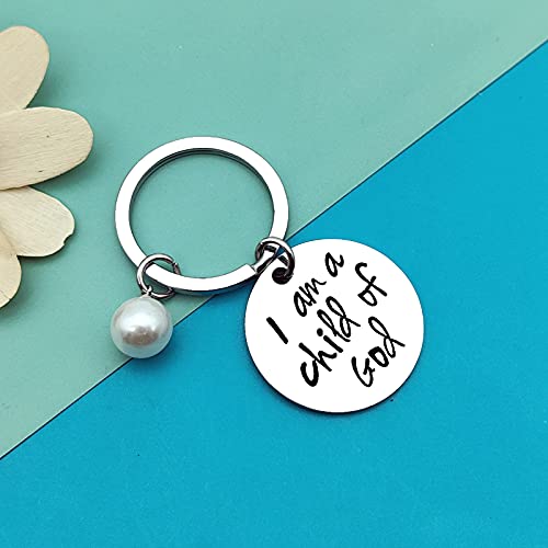 Dabihu Christian Gift Keychain Religious Gift Bible Verse Keyring Baptism Christmas Easter Birthday First Communion Gift - color: Silver Round Keychain