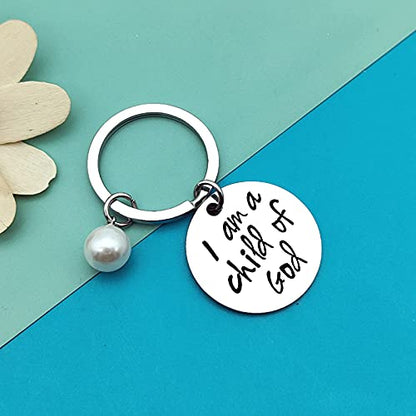 Dabihu Christian Gift Keychain Religious Gift Bible Verse Keyring Baptism Christmas Easter Birthday First Communion Gift - color: Silver Round Keychain