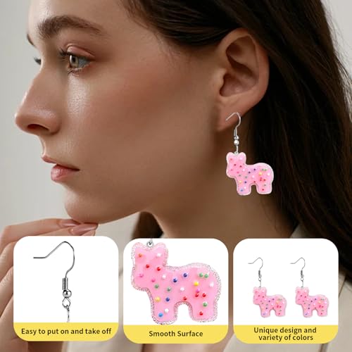 Christian Statement Earrings for Women, Acrylic Dangle Earrings, Lightweight Comfortable, Non Tarnish Hooks, Faith Jewelry, Religious Gift for Women - color: Pink Cute Cow