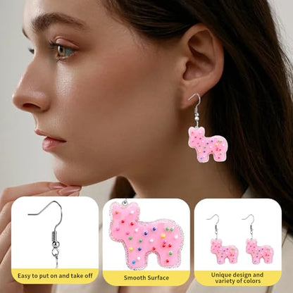 Christian Statement Earrings for Women, Acrylic Dangle Earrings, Lightweight Comfortable, Non Tarnish Hooks, Faith Jewelry, Religious Gift for Women - color: Pink Cute Cow